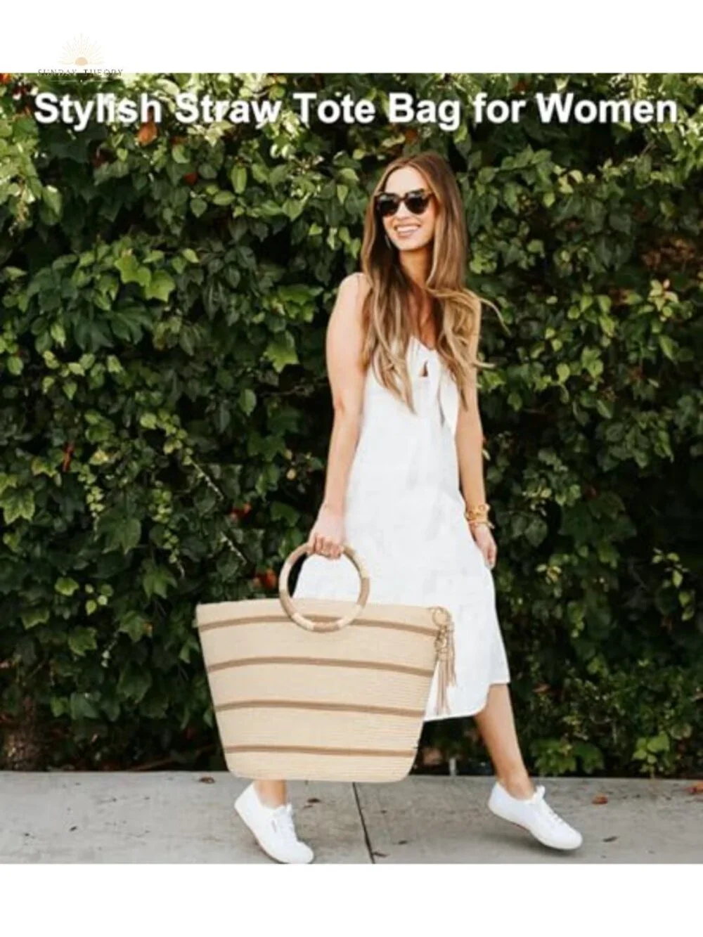 Straw Tote Bag for Women - Large Woven Beach Bag Summer Vacation